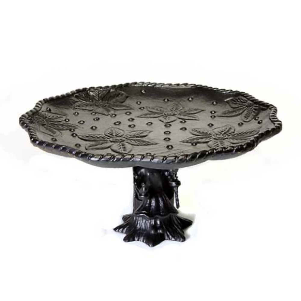 MacKenzie-Childs Black Floral Cake Stand